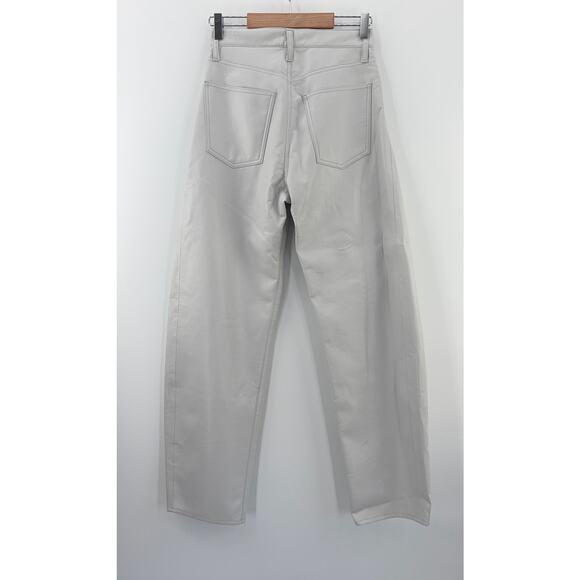 B44 Agolde Luna Pieced Barrel Jeans Women 25 Recycled Leather Balloon Gray - Picture 3 of 13